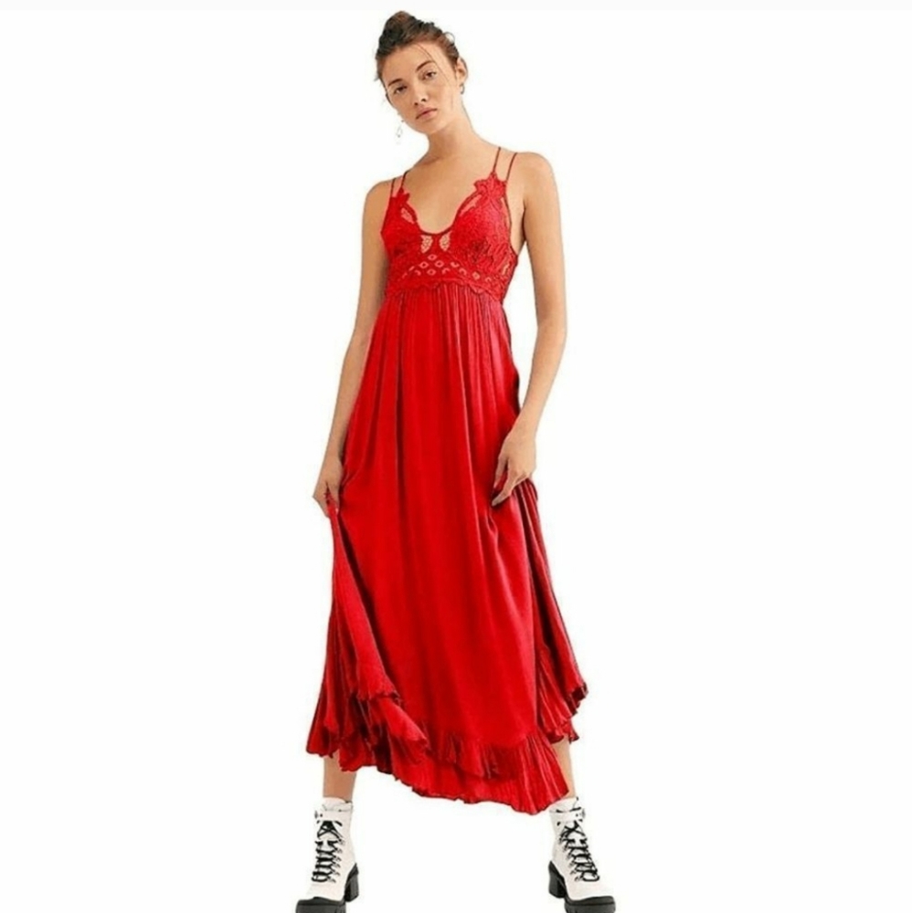 Free People Adella Slip Maxi Dress Red XS Nwt - Picture 4 of 7